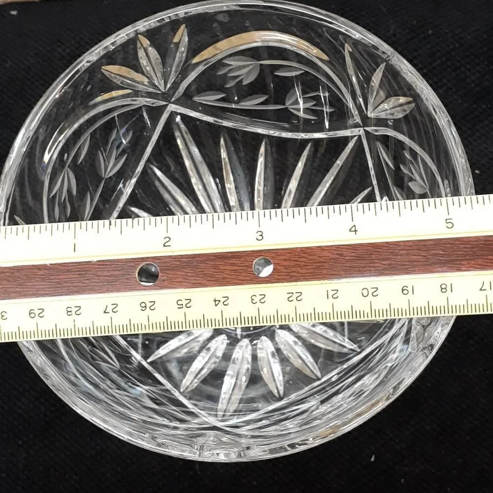 Vintage Gorham Poland hand‎ cut clear crystal lidded candy dish